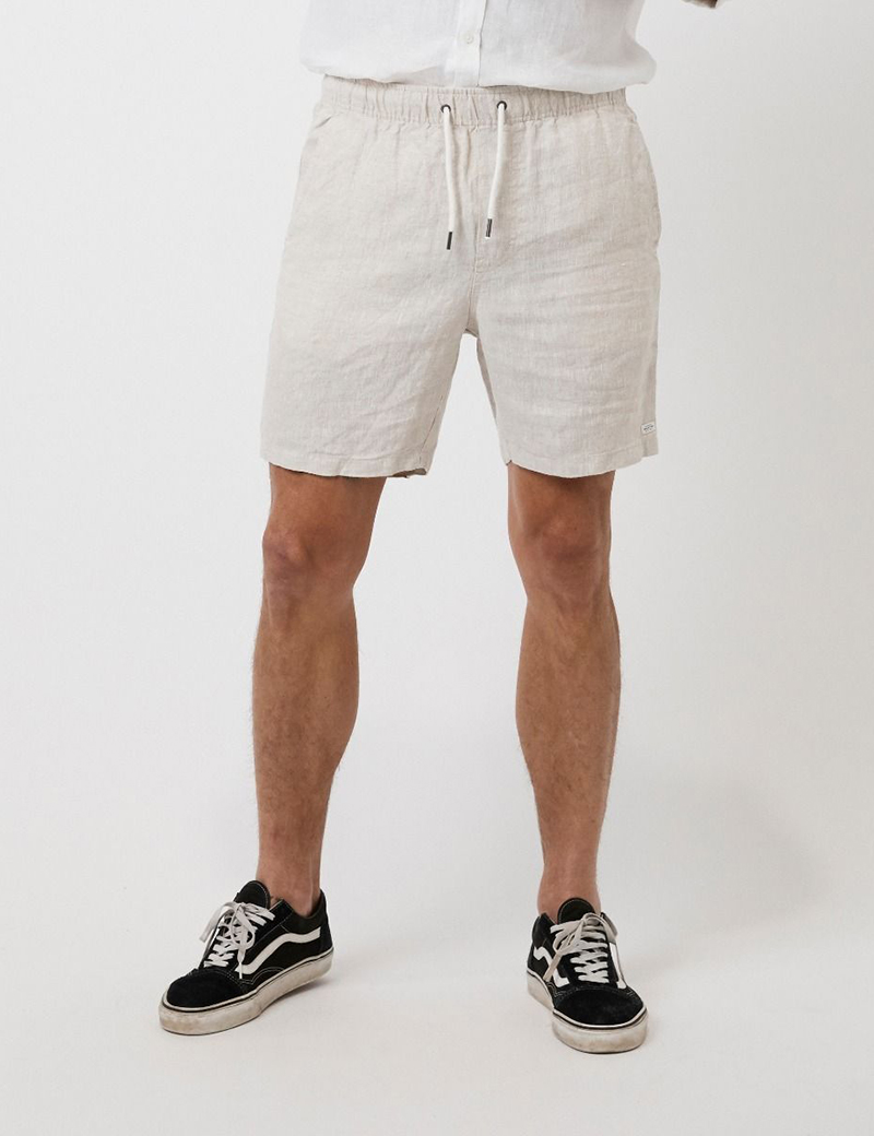 denim linen shorts