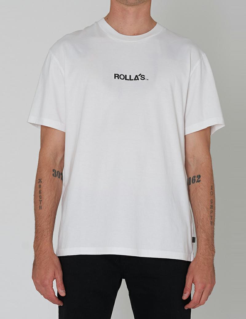 Rollas Centre Logo Tee White - Denim 