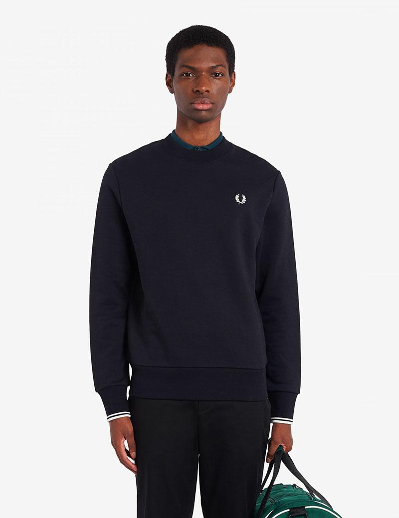 Fred Perry Fp Crew Neck Sweat Black - Denim and Cloth