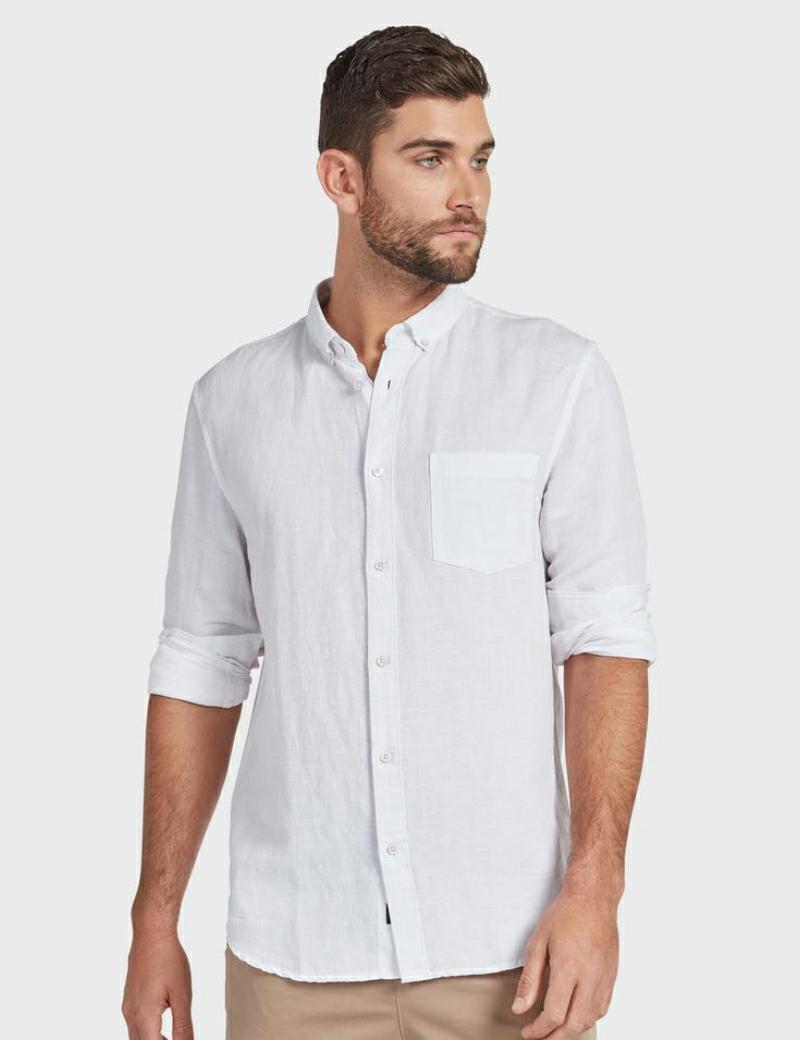 Academy Rockaway Ls Shirt White - Denim and Cloth