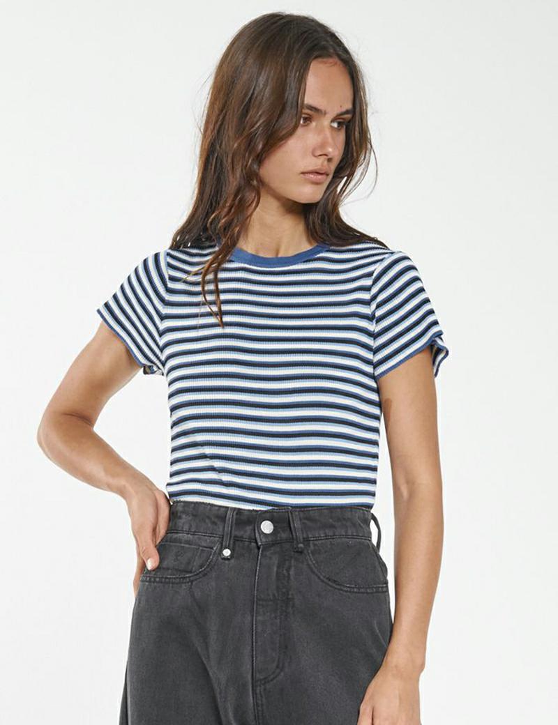 Thrills Only You Knit Crop Blue - Denim and Cloth