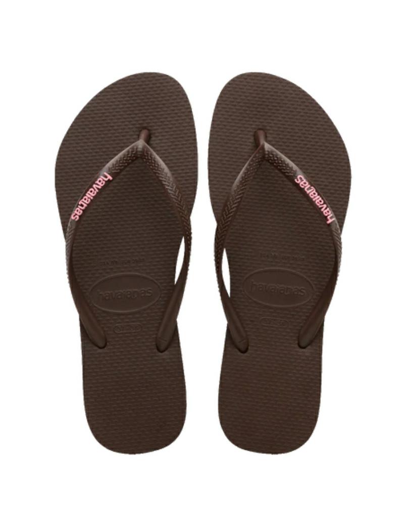 Havaianas Slim Logo Brown Pink