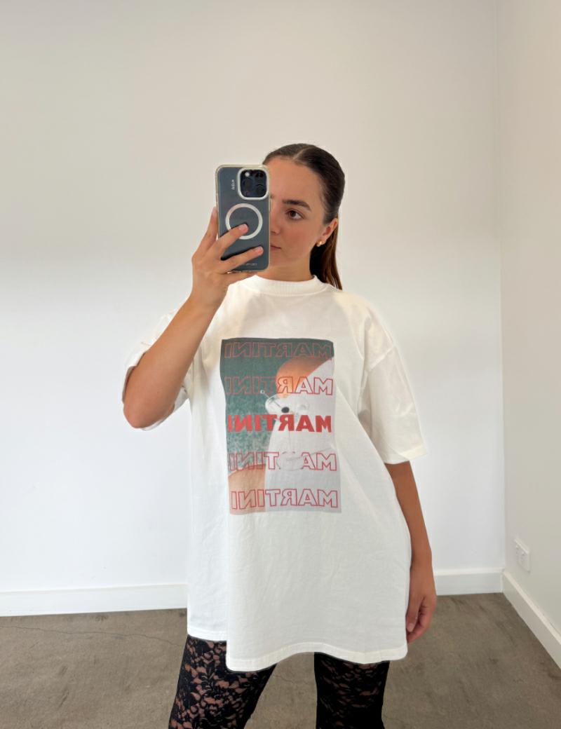 Peach & Parla Martini Tee White