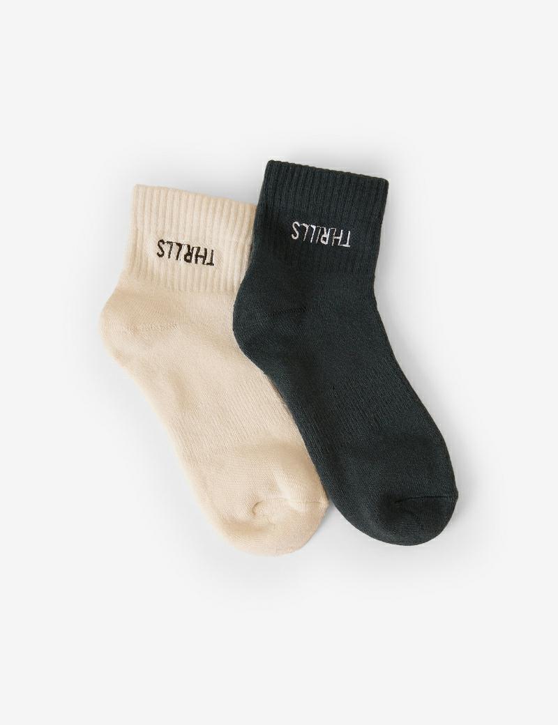 THRILLS 2PK SOCK WHT/GRE