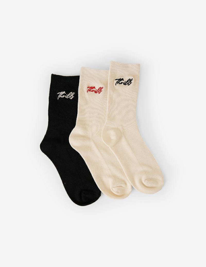 Thrills Signature 3PK Sock W/B/R