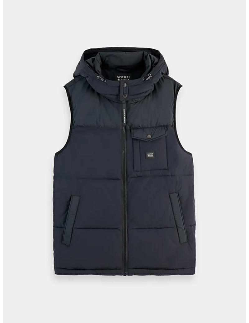 Scotch & Soda Quilted Hooded Vest Black