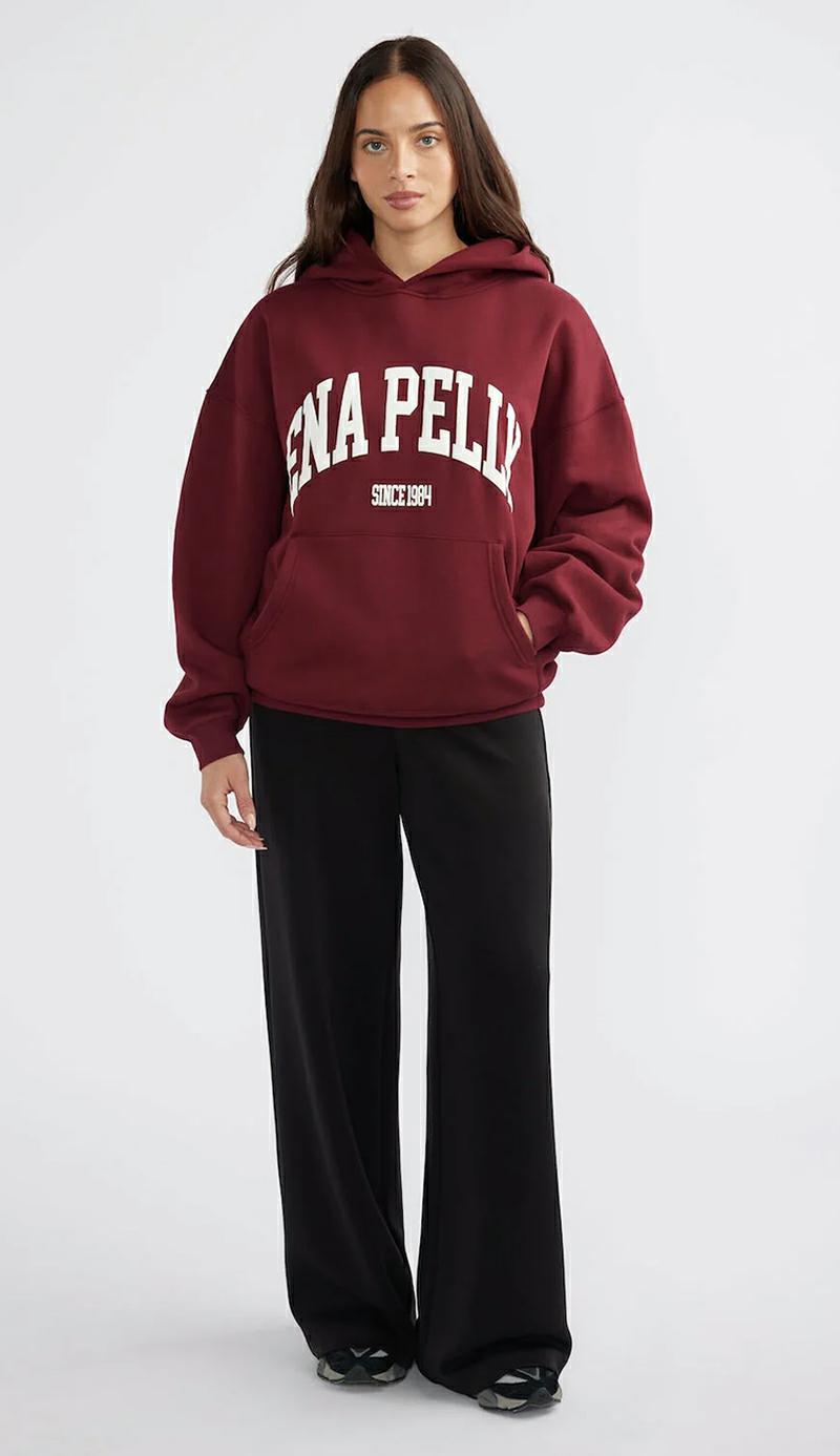 Ena Pelly Varsity Hoodie Burgundy