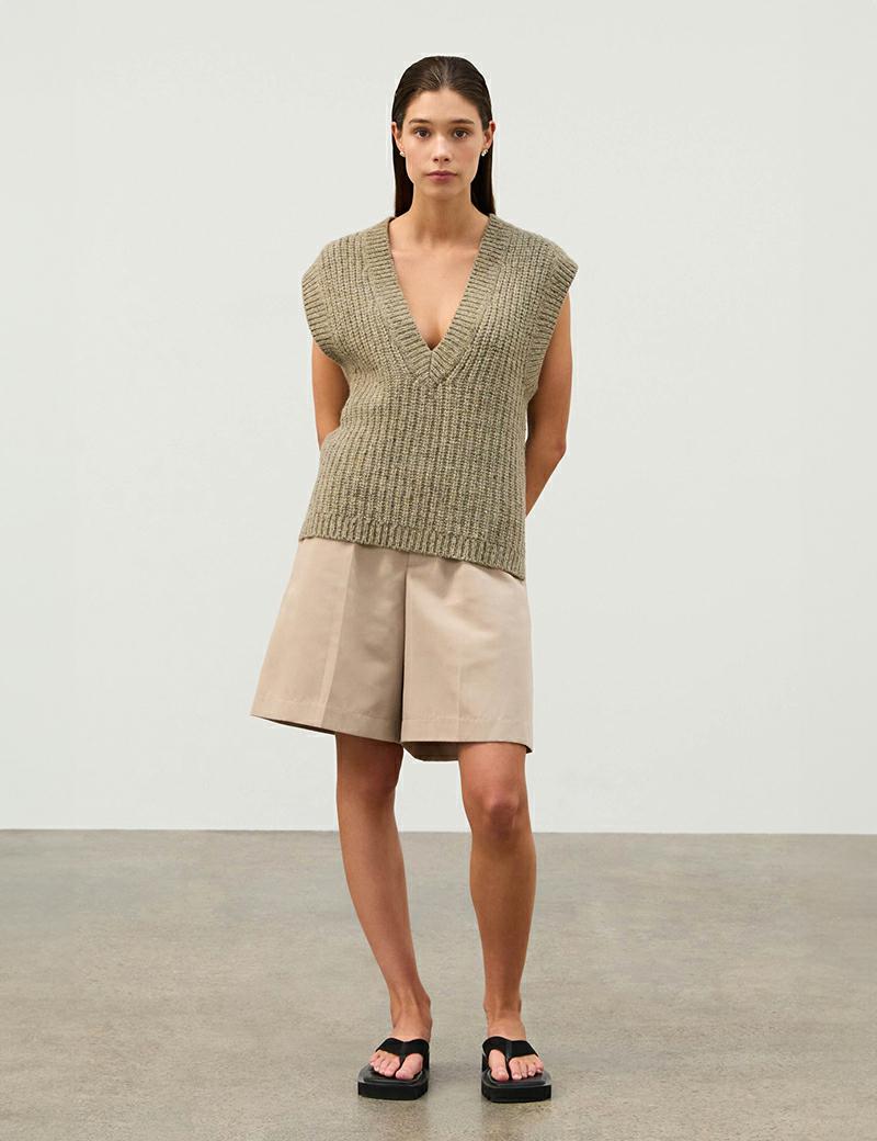 Zulu & Zephyr Olive Marino Wool Kn Vest