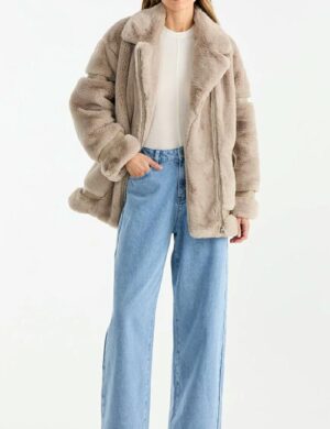 Ena Pelly Clover Fauz Fur Jkt Stone