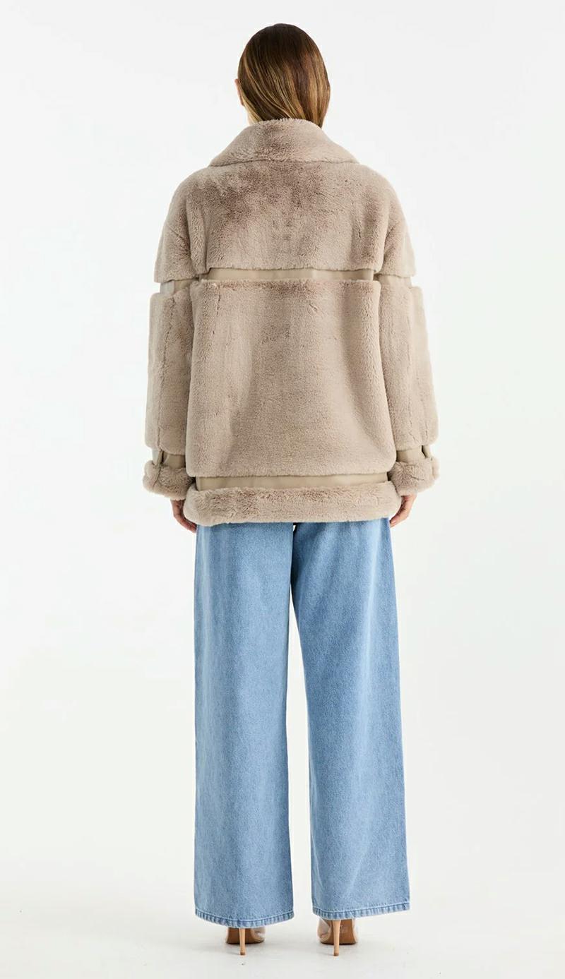 Ena Pelly Clover Fauz Fur Jkt Stone