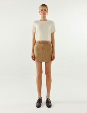 Madison the Label Collins Mini Skirt Tan