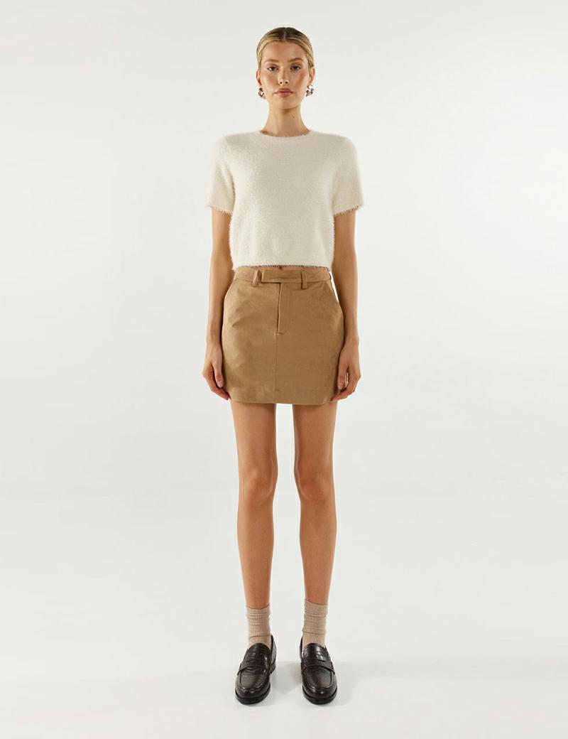 Madison the Label Collins Mini Skirt Tan
