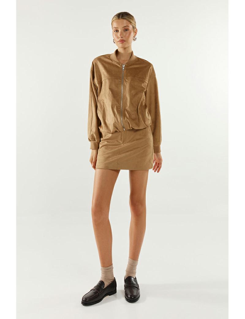 Madison the Label Collins Mini Skirt Tan
