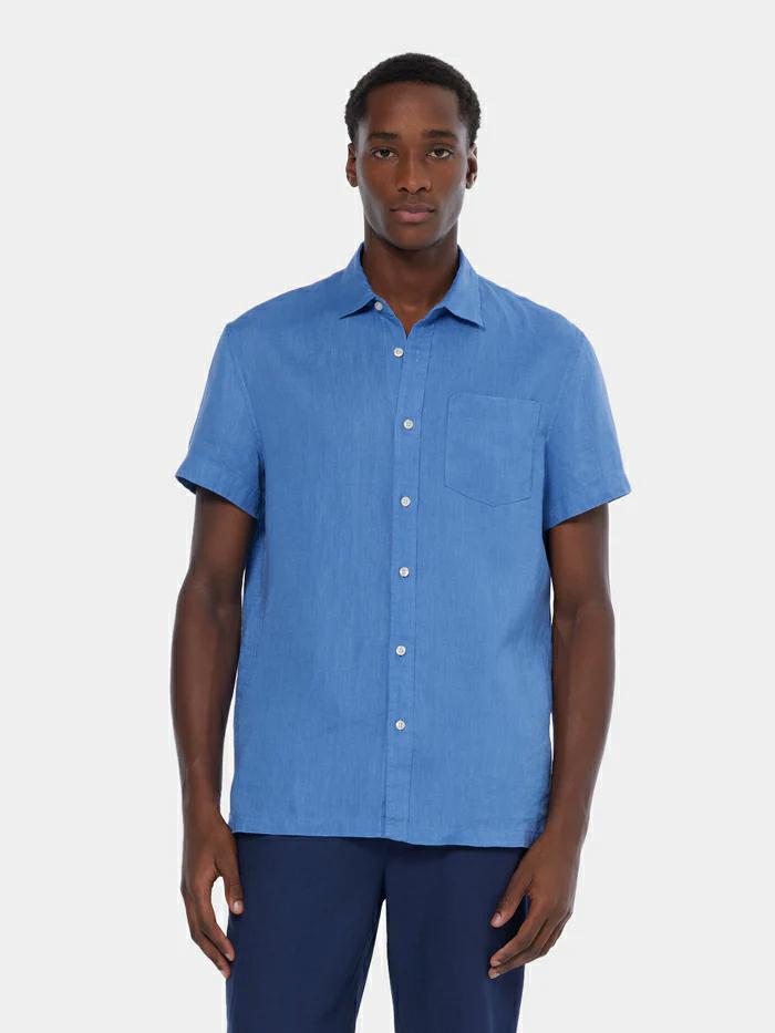 Scotch & Soda Reg Ss Linen Lake Blue