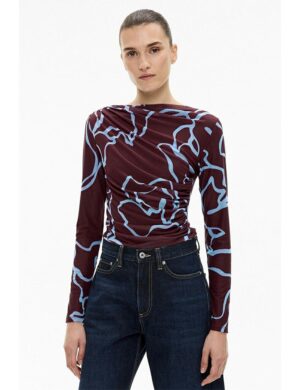 Witchery Mesh Drape Ls Top Bordeau