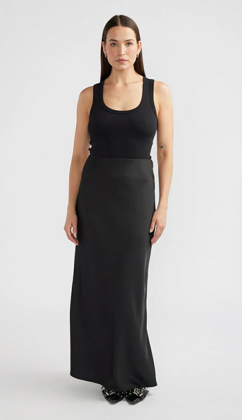 Ena Pelly Zia Satin Skirt Black