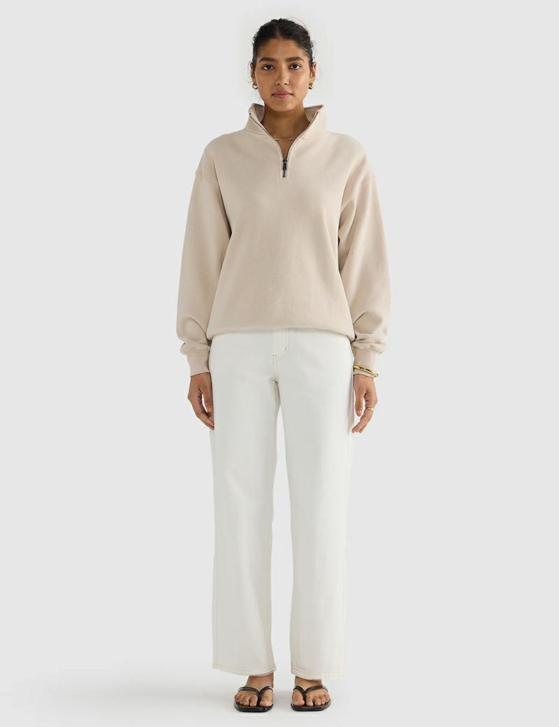 Ortc Ava Ribbed Qtr Zip Bone