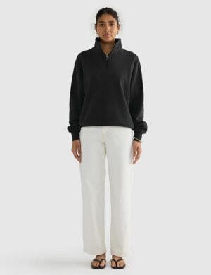 Ortc Ava Ribbed Qtr Zip Black