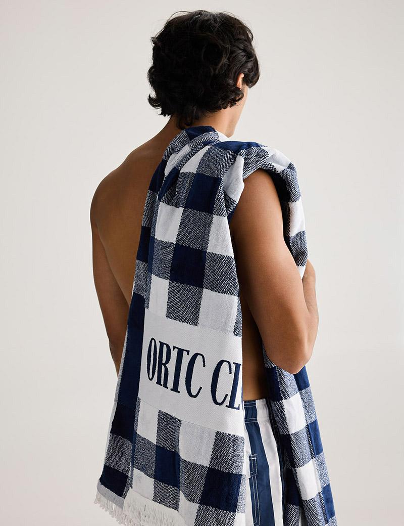 Ortc Beach Towel Navy Gingham