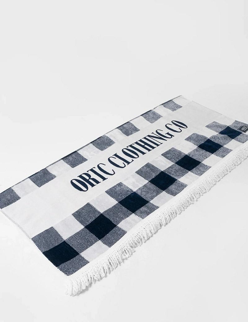 Ortc Beach Towel Navy Gingham