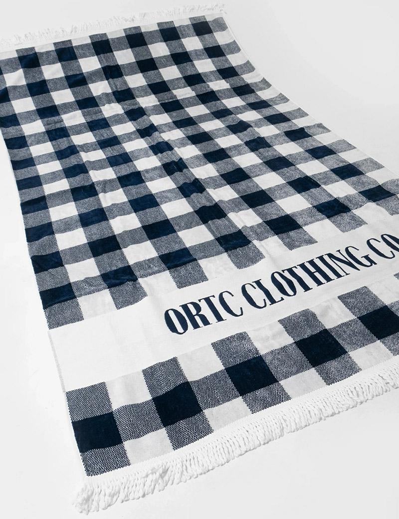 Ortc Beach Towel Navy Gingham