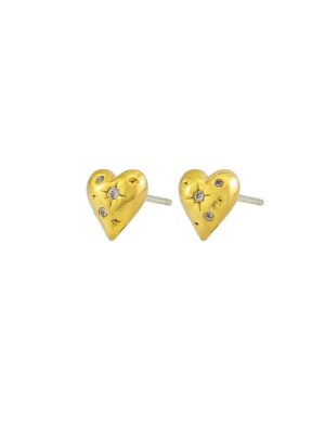 Jolie and Deen Daphne Heart Studs Gold