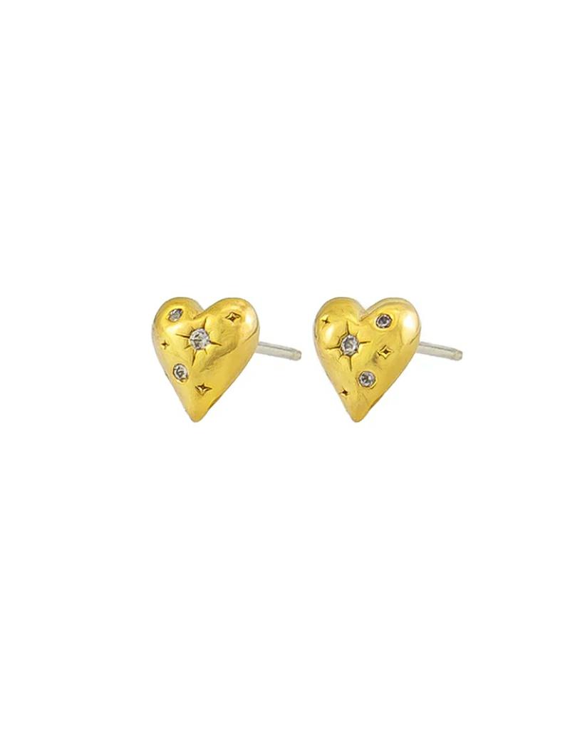 Jolie and Deen Daphne Heart Studs Gold