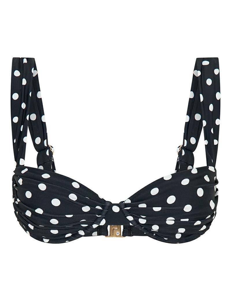 Vacay Swimwear Rhodes Top Black Polka