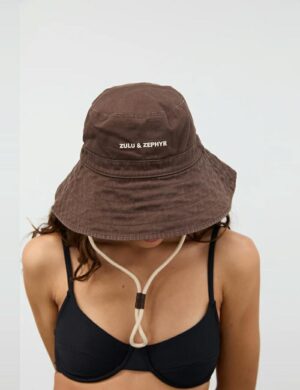 Zulu & Zephyr Zz Logo Bucket Hat Cocoa