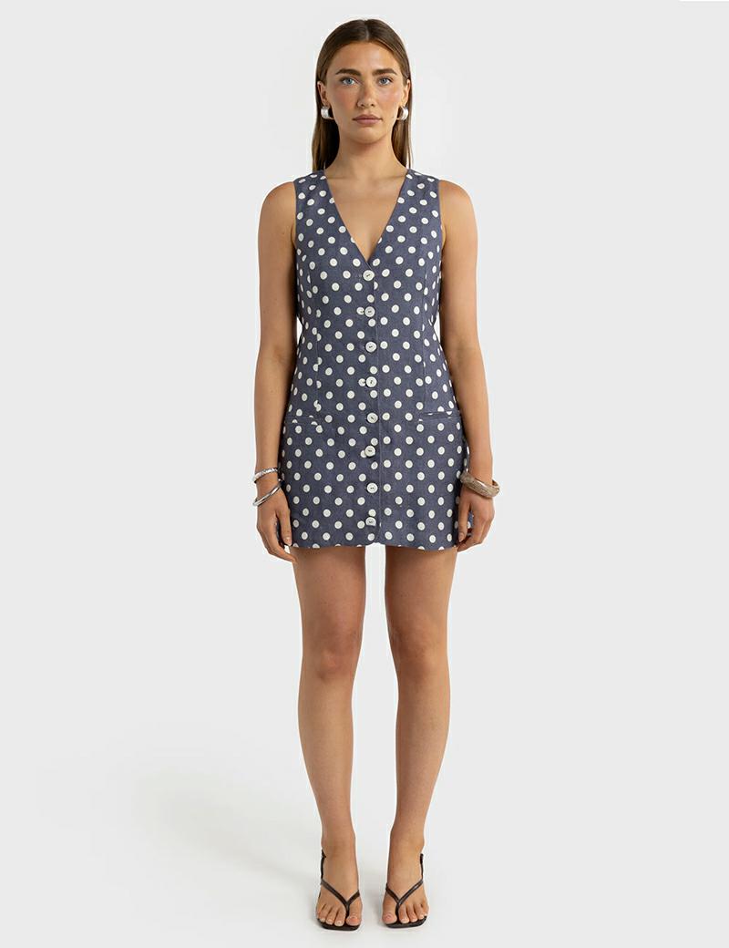 Ortc Koda Linen Blue Polka