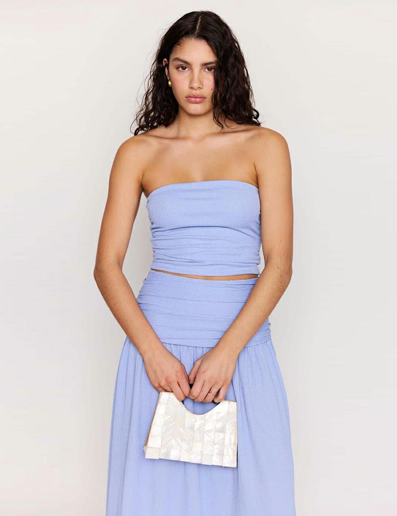 Minkpink Luna Strapless Top Blue
