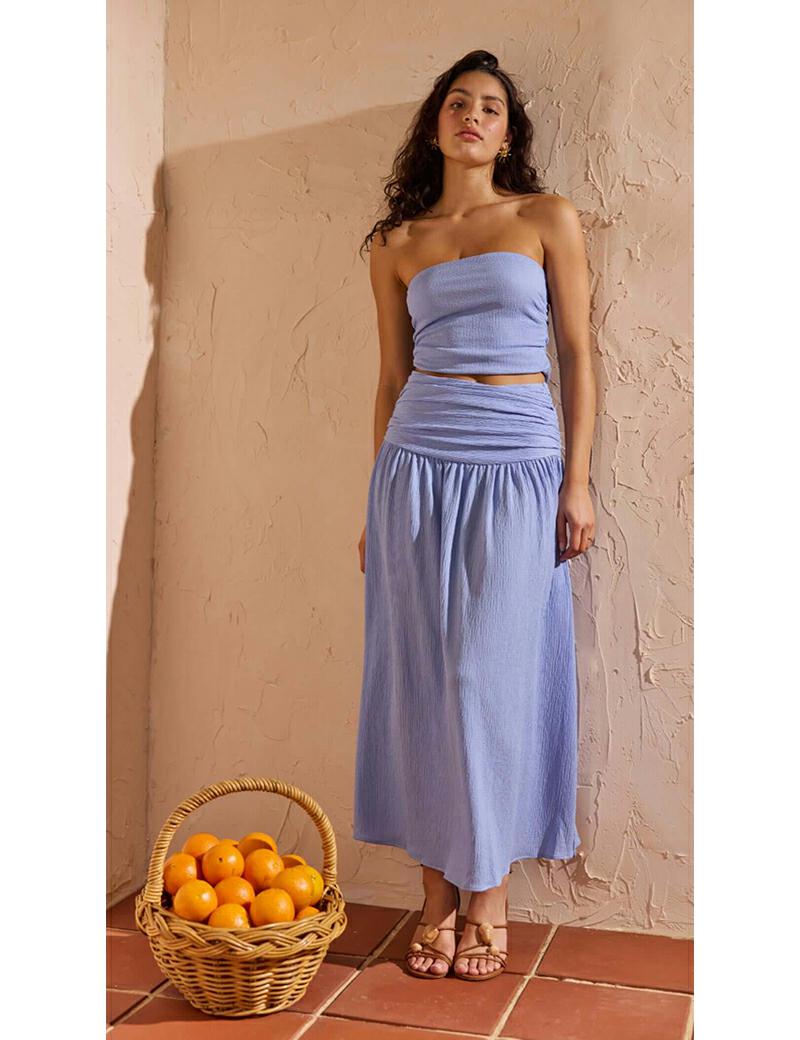 Minkpink Luna Strapless Top Blue