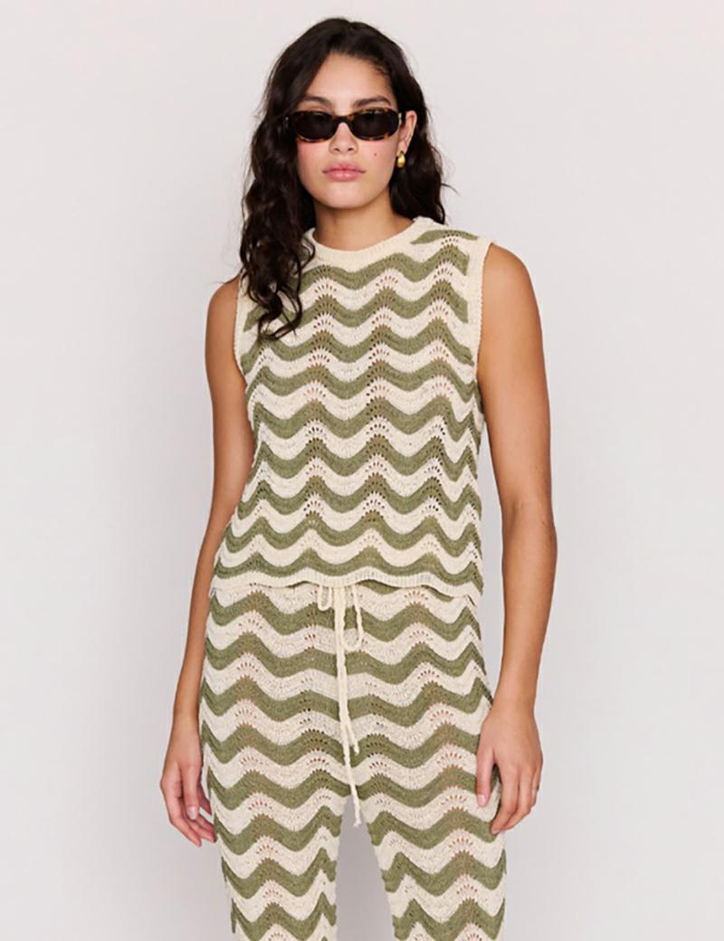 Minkpink Clio Crochet Top Olive