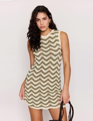 Minkpink Clio Crochet Dress Olive