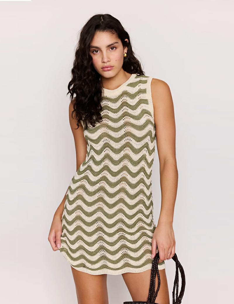 Minkpink Clio Crochet Dress Olive