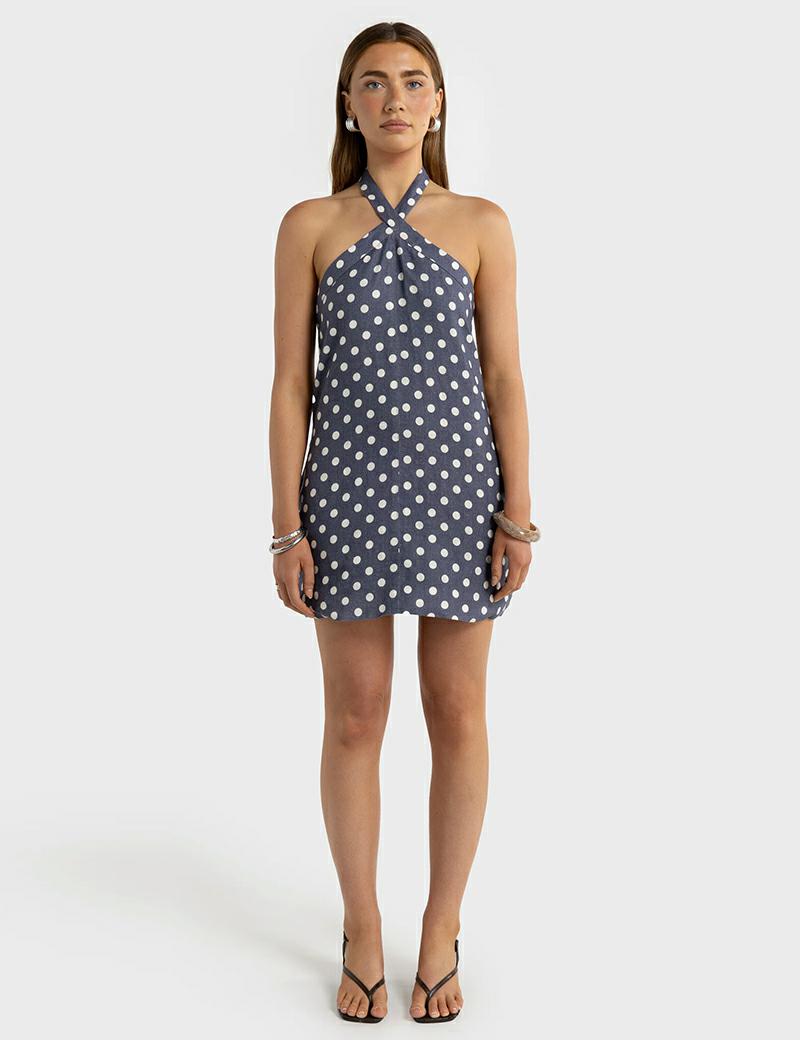 Ortc Millie Halter Dress Blue