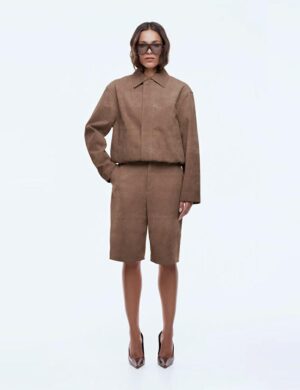 Ena Pelly Ana Suede Bomber Toffee