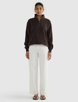 Ortc Ava Ribbed Qtr Zip Carob