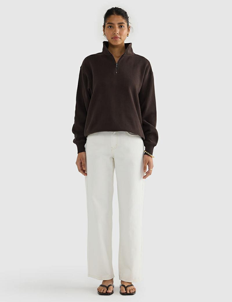 Ortc Ava Ribbed Qtr Zip Carob