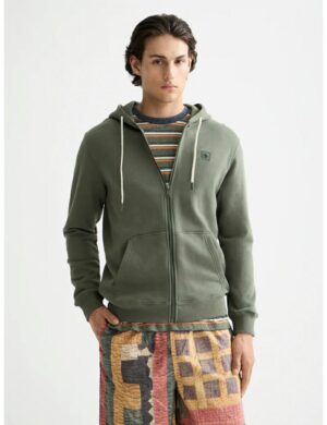 Scotch & Soda Zip Logo Hoodie Thyme