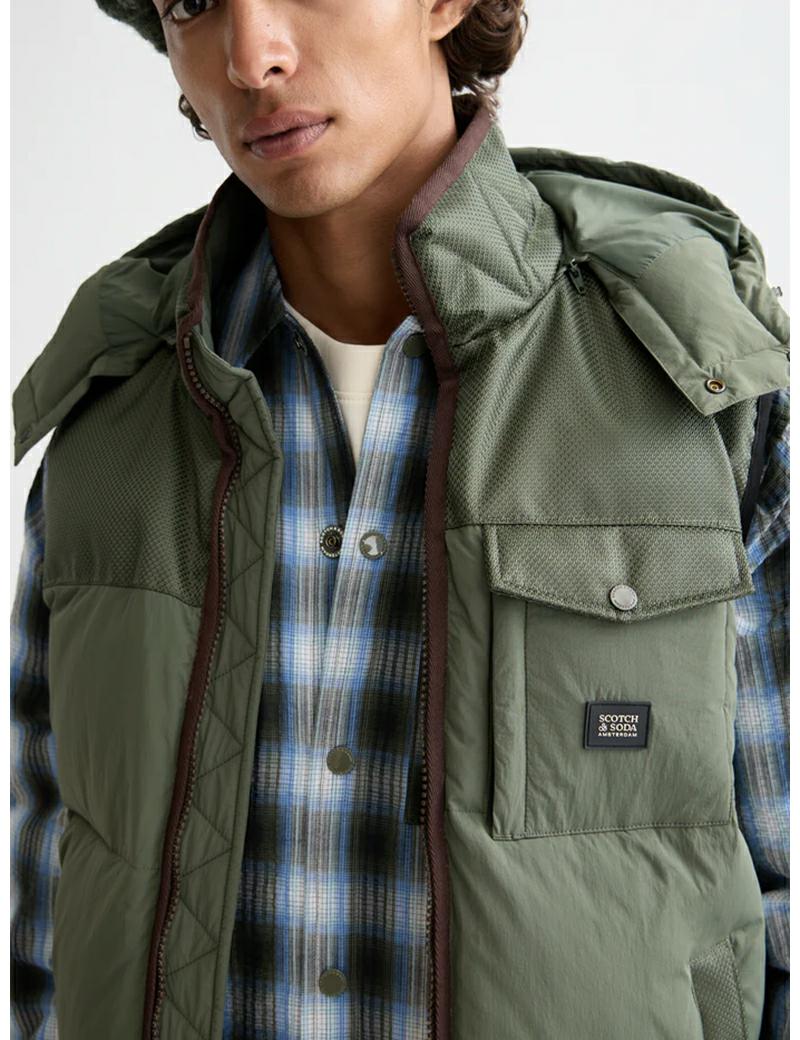 Scotch & Soda Hooded Puffer Vest Thyme