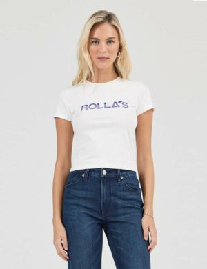 Rollas Classic Tee Faded Logo Wh