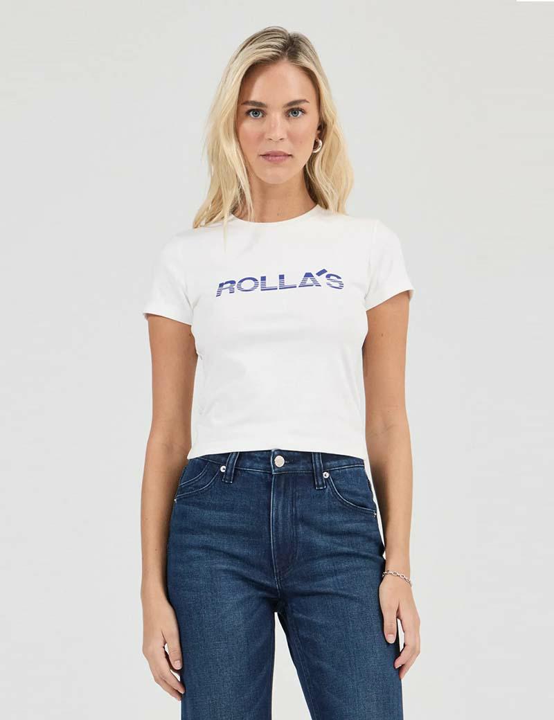 Rollas Classic Tee Faded Logo Wh