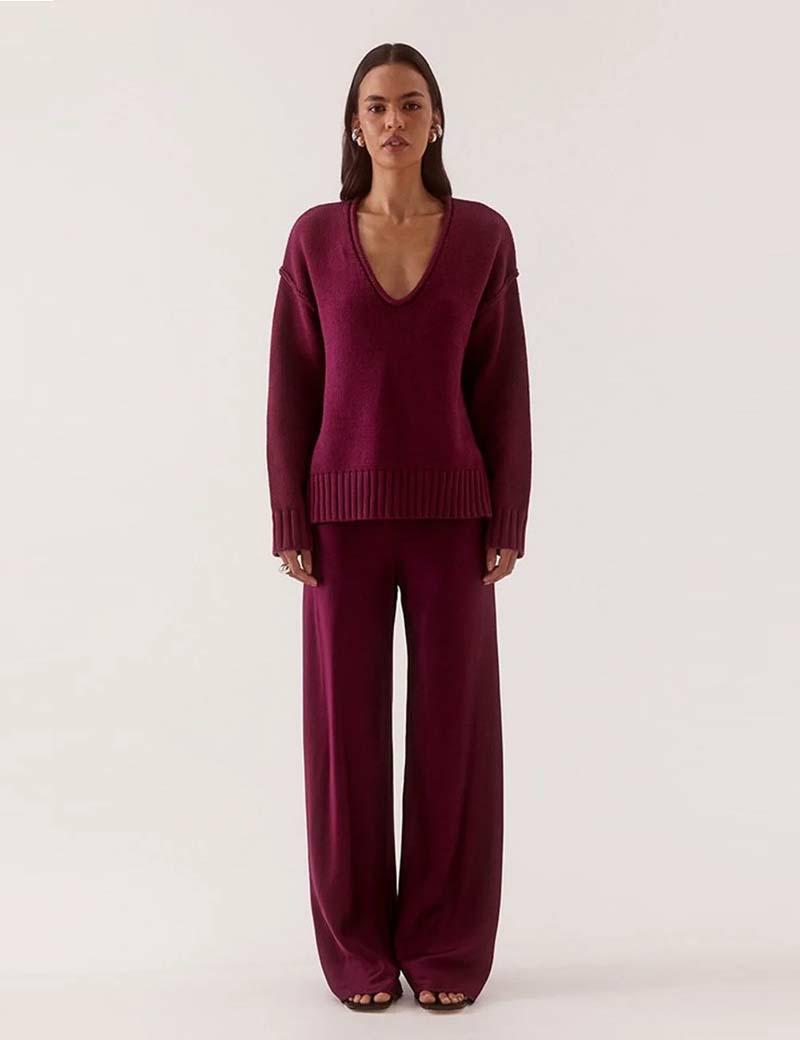 Sovere Lane Plunge Sweater Berry