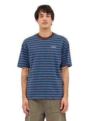 Rollas Stripe Tee Brown Earth