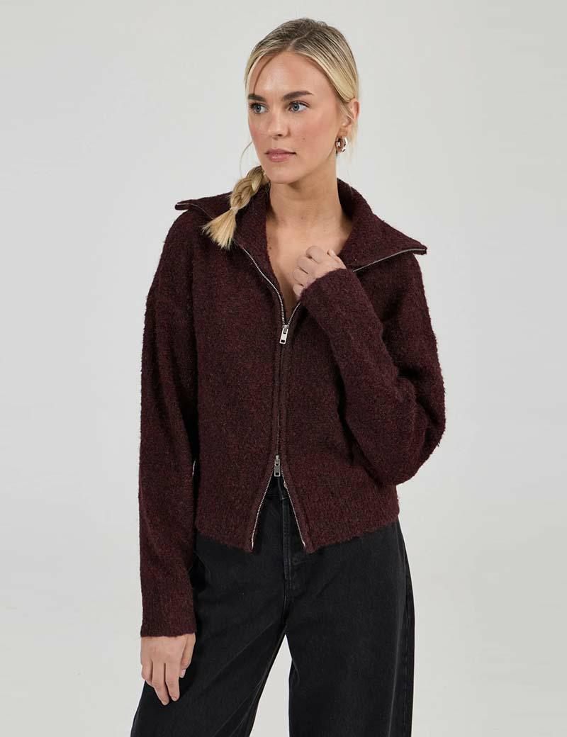 Rollas Loom Cardigan Dark Cherry