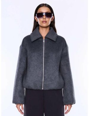 Ena Pelly Maeve Wool Bomber Grey