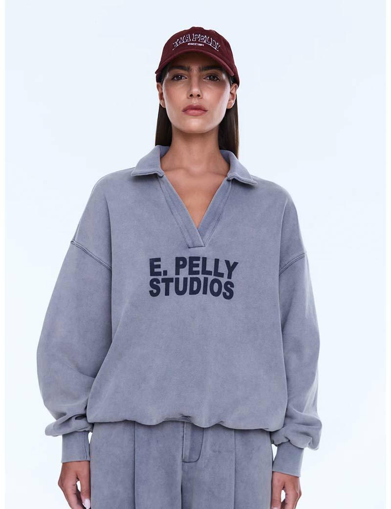 Ena Pelly Iva Jersey Polo Dove Grey